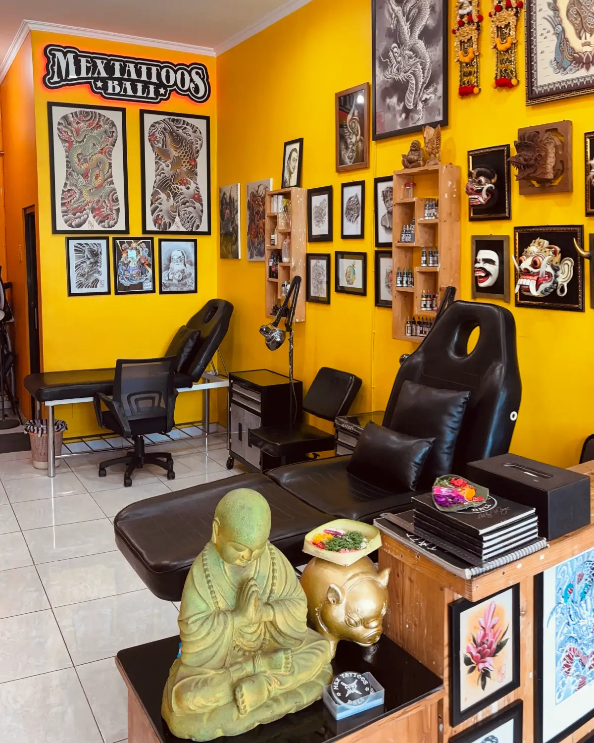 Clean tattoo workspace at Mex Tattoos Bali